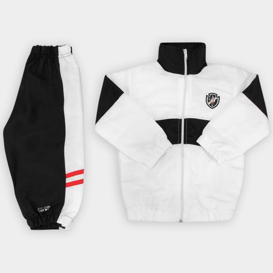 Agasalho Vasco Infantil Microfibra - Branco+Preto