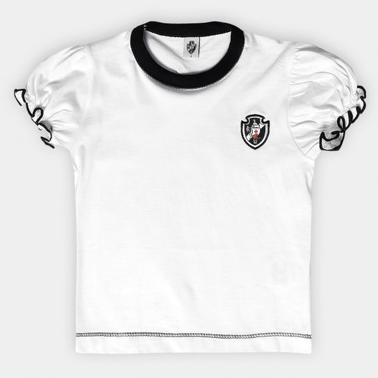 Baby Look Vasco Infantil Cores Clube - Preto+Branco