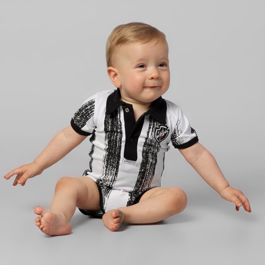 Body Vasco Infantil - Branco+Preto