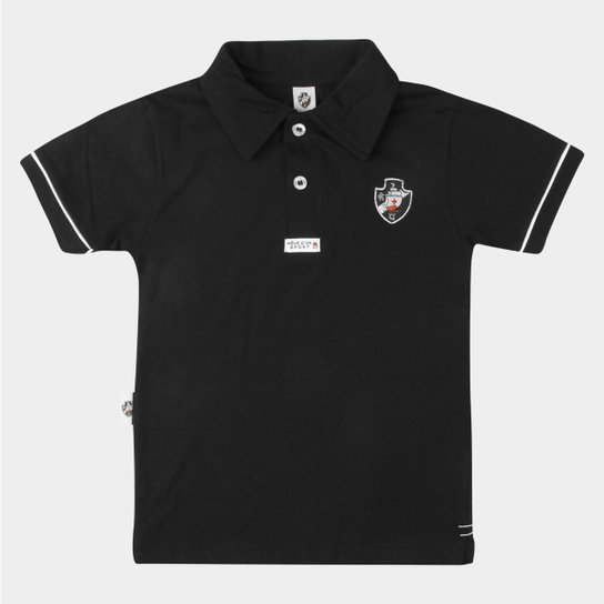 Camisa Polo Infantil Vasco - Preto+Branco