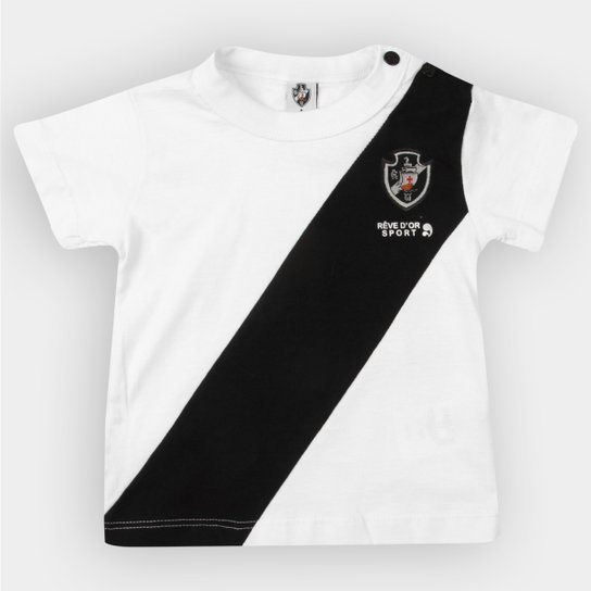 Camiseta Vasco Infantil Bicolor Bebê - Preto+Branco