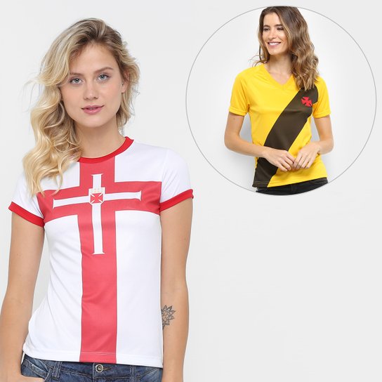 Kit Camisa Vasco Templária + Camisa Vasco 2012 Feminino - Branco