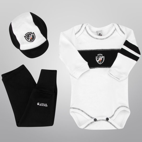 Kit Infantil Vasco c/ 3 peças - Branco+Preto