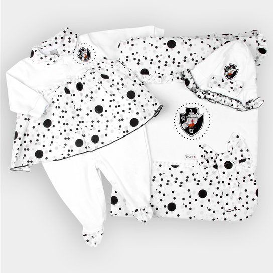 Kit Maternidade Vestido Vasco Infantil - Branco+Preto