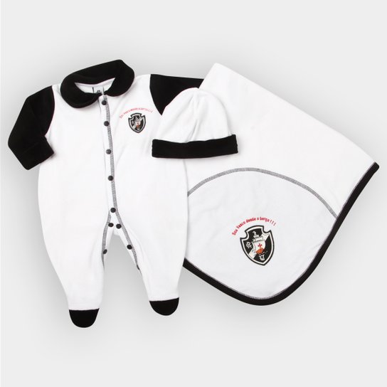 Kit Vasco Infantil Básico c/ Manta Plush - Preto+Branco