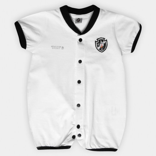 Macacão Vasco Infantil Vivos Curto - Preto+Branco