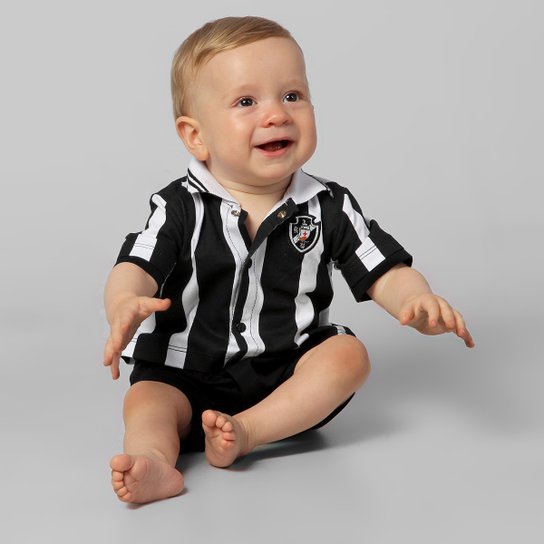 Macacão Vasco Infantil - Preto+Branco