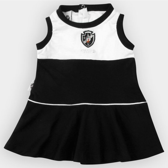 Vestido Vasco Bebê Regata Babado - Preto+Branco