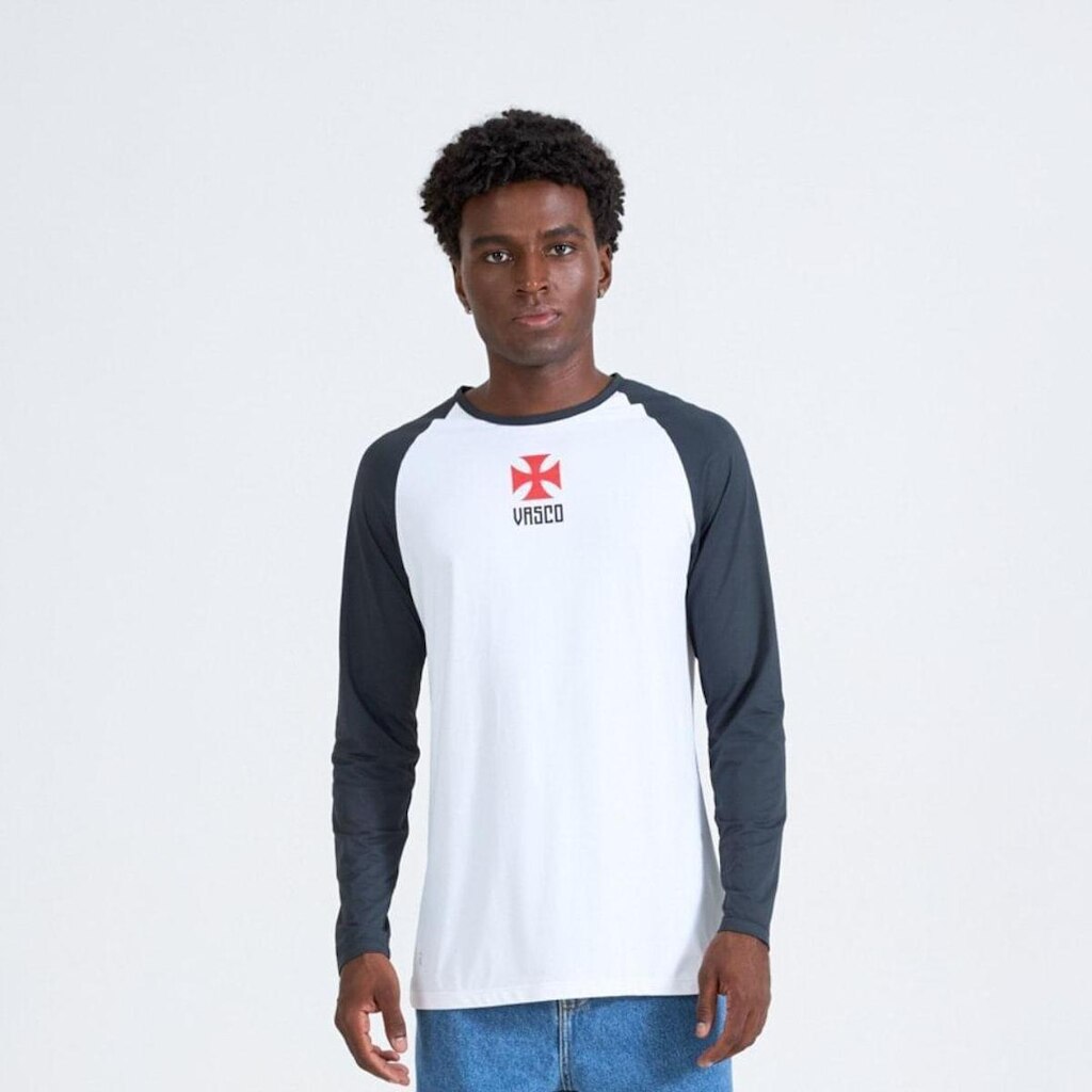 BLUSA MANGA LONGA UV VASCO PLAGA BRANCO/PRETO/GG