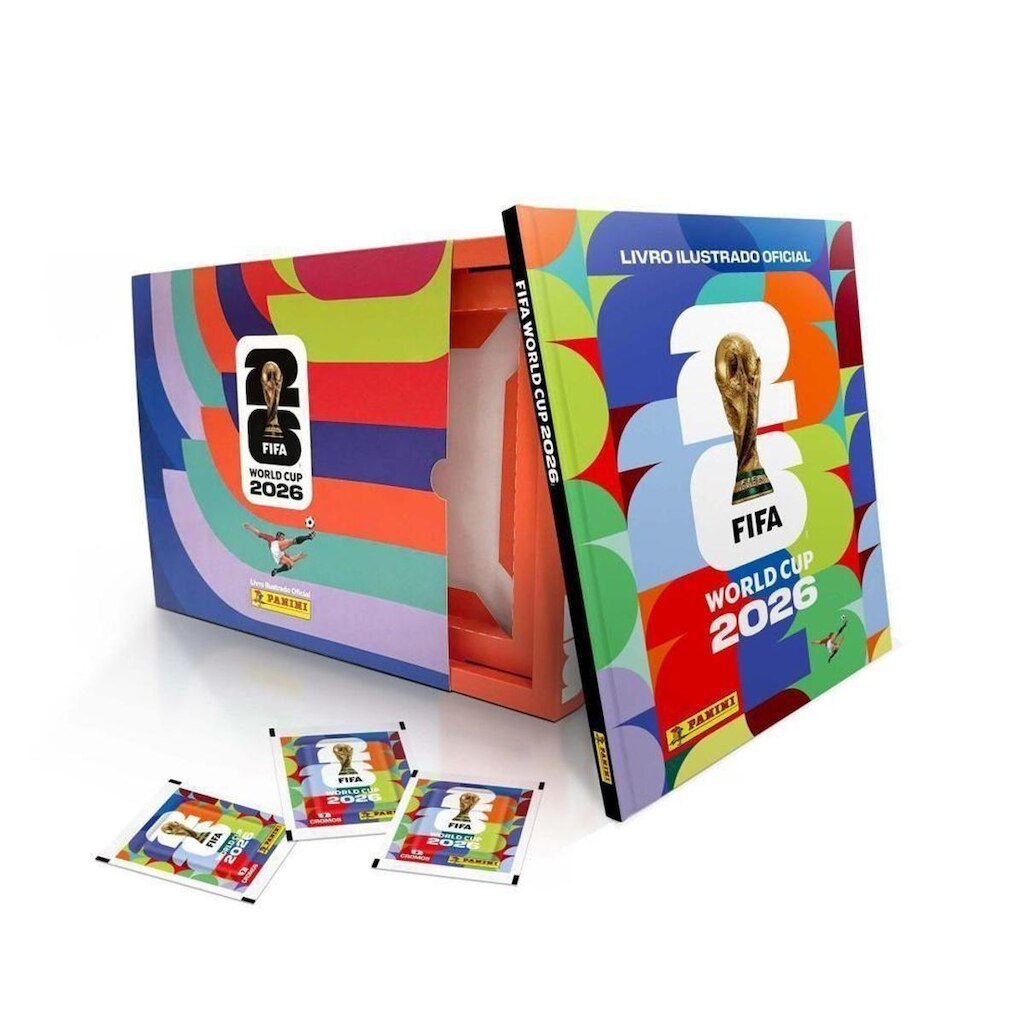 Box Gaveta Álbum de Figurinhas Capa Dura Copa do Mundo FIFA 2026 EUA 60 Pacotes de Figurinhas Panini