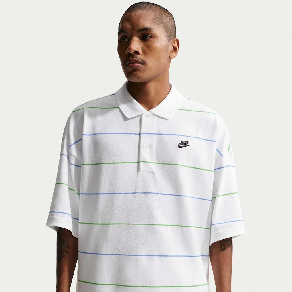 Camisa Polo Nike Club Stripe Oversized Masculina