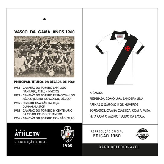 Camisa Polo Retrô Vasco 1960 Athleta Masculina