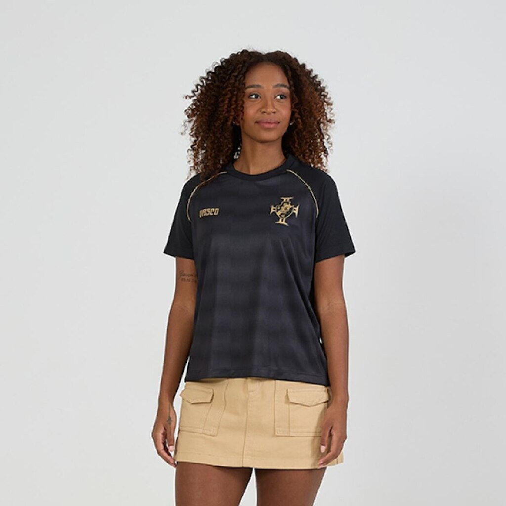 Camisa Vasco Da Gama Baby Look Raglan Mosaico - Feminino