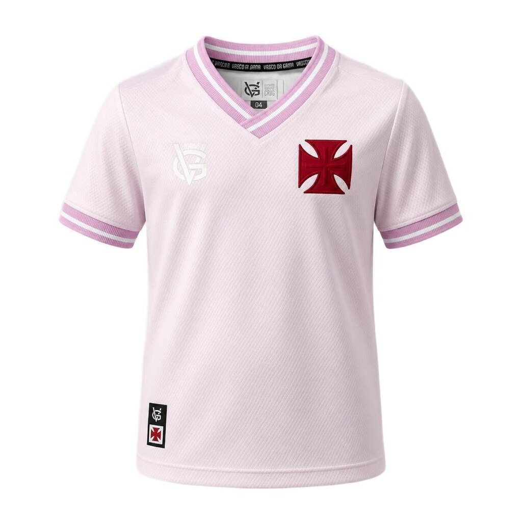 Camisa Vasco da Gama VG Cruz De Malta Rosa - Infantil