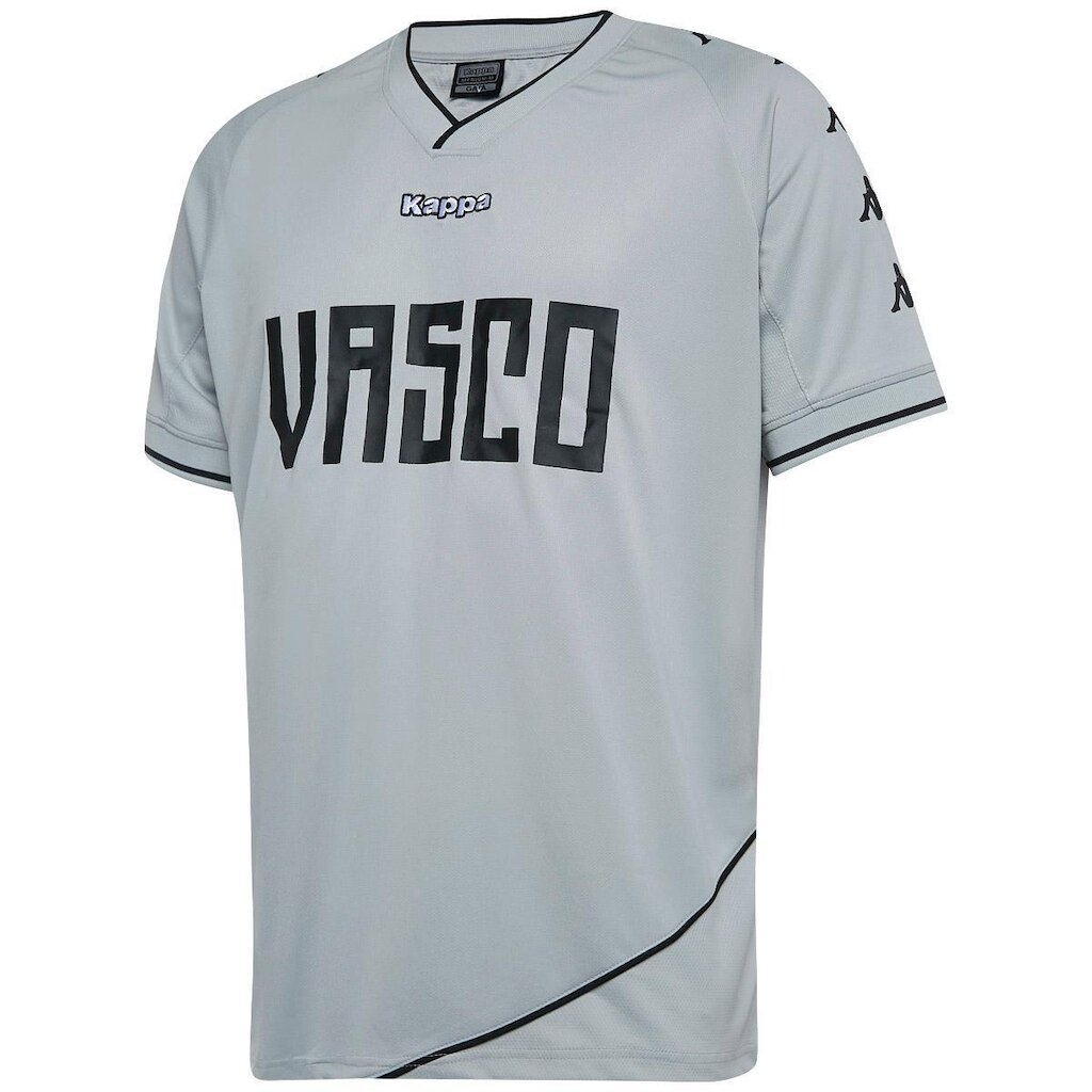 Camisa Vasco Kappa Caravela Cinza e Preta Masculina