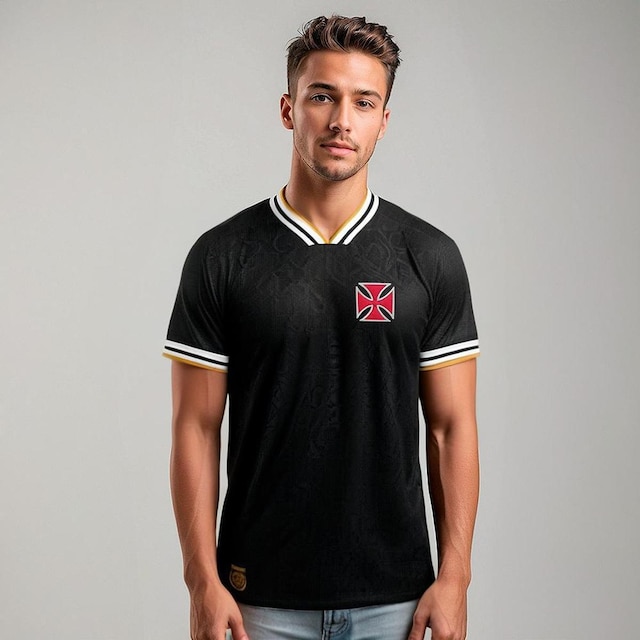 Camisa Vasco Retrô 1974 Campeão Brasileiro Jacquard Masculina