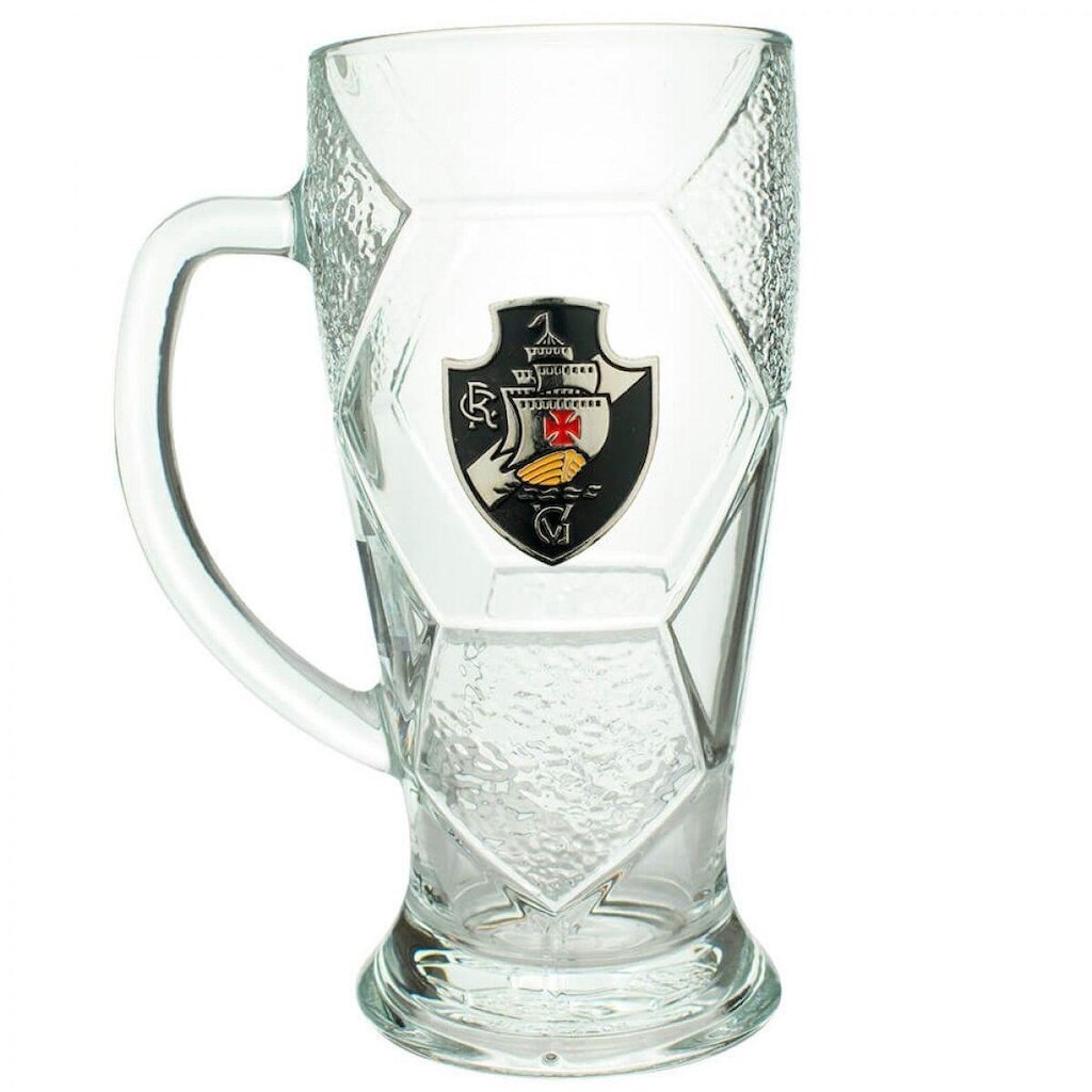 Caneca Chopp Vidro Bola Futebol 630ml Vasco Da Gama