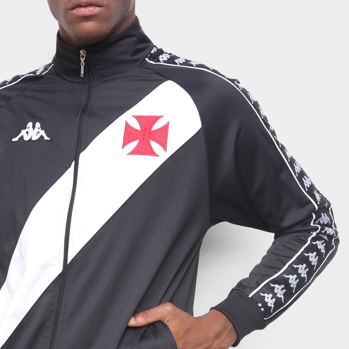 Jaqueta Vasco da Gama Viagem 20/21 Kappa Masculina Preto e Branco