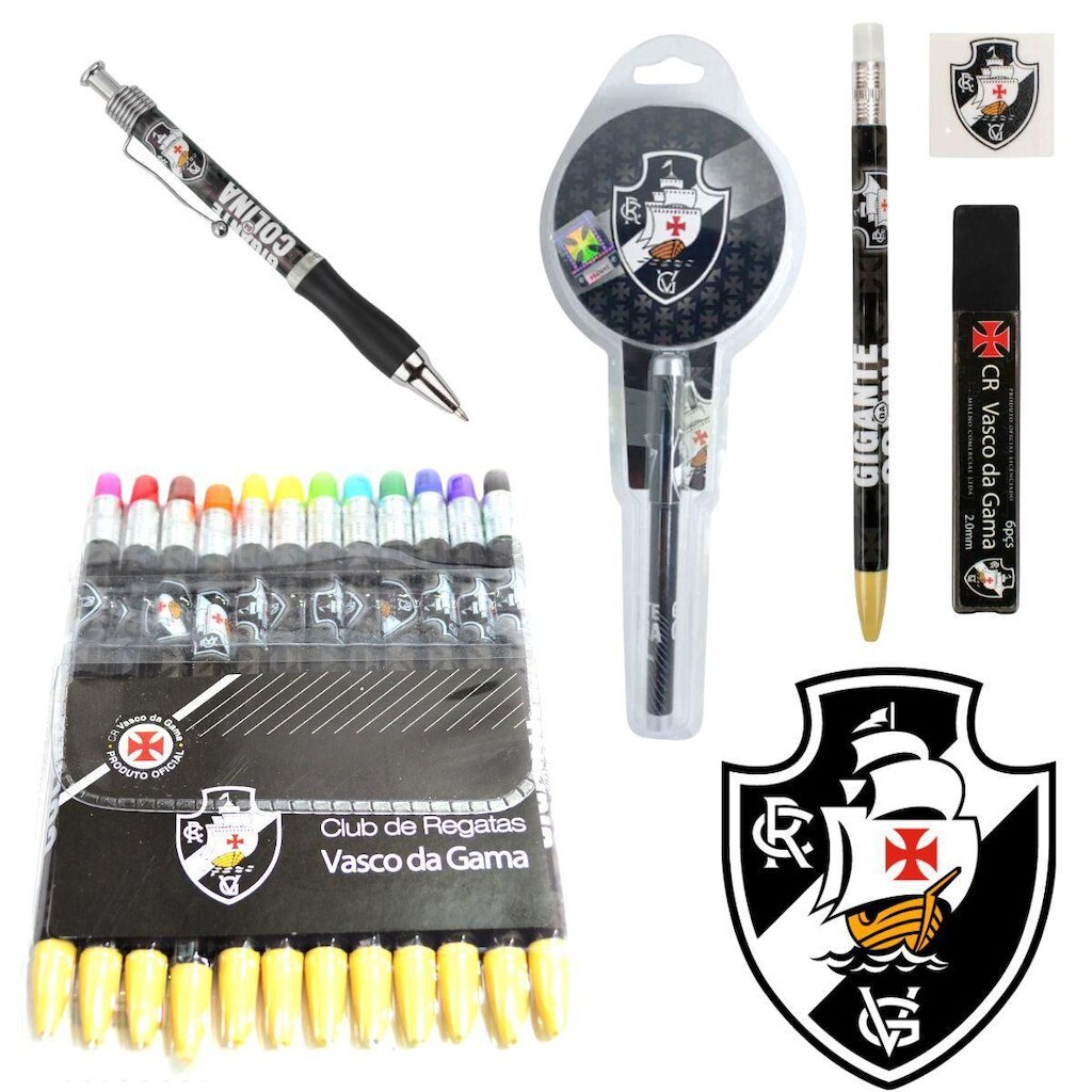 Kit Papelaria Fofa Vasco Da Gama Presente Criativo Material Escolar