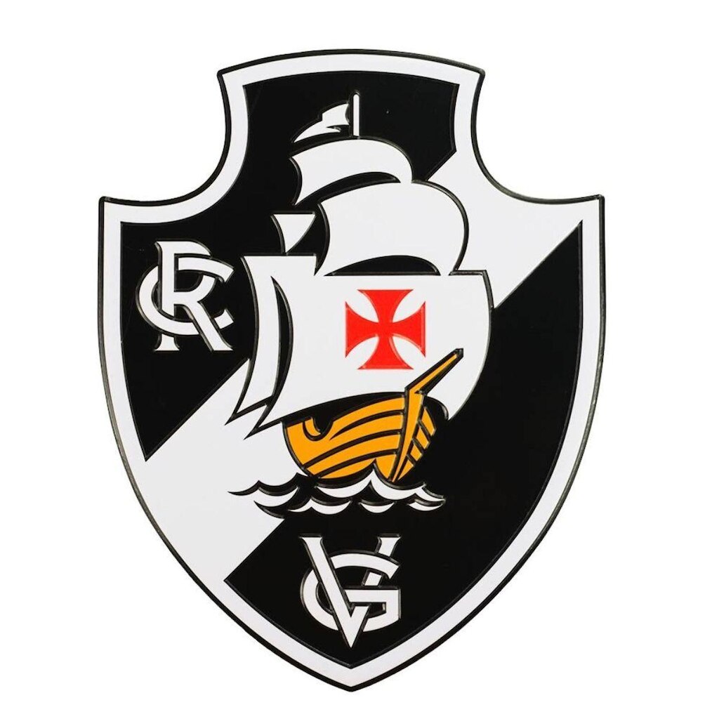 Placa Metal Formato Escudo Time Decoração 20.5x17.5cm - Vasco