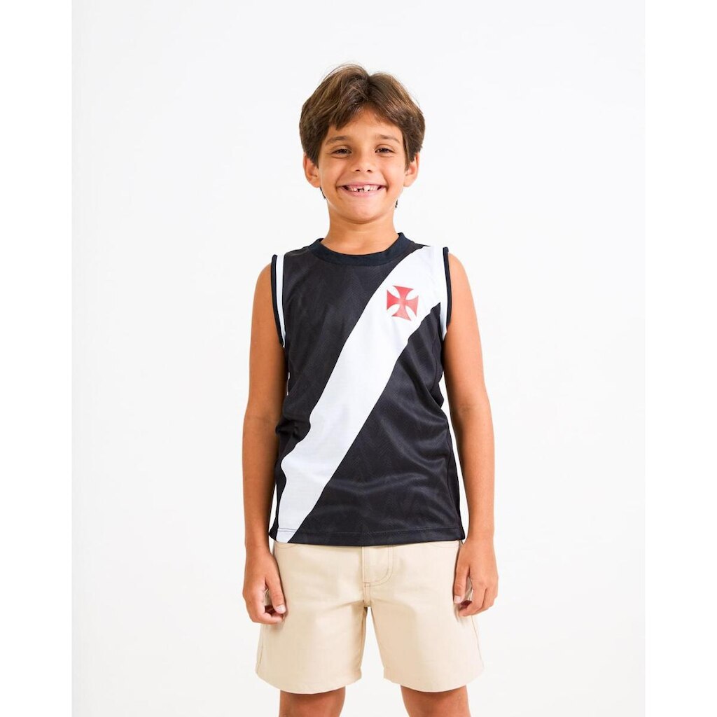 REGATA VASCO FIO INFANTIL PRETO/BRANCO/04